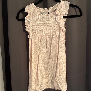 LOFT Pink and White Ruffle Tank Top